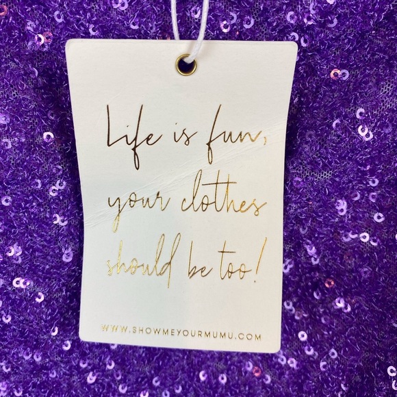 NWT Show Me Your MuMu Tara Crop Top in Violet Sequins Size XXL. - Picture 6 of 14